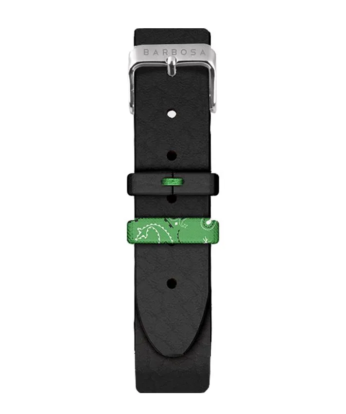 OROLOGIO BIANCO ZIRCONI dm. 36,5 PELLE NERO BANDANA VERDE