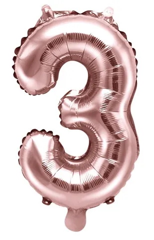 Palloncino numero 3 rosa oro 35 cm