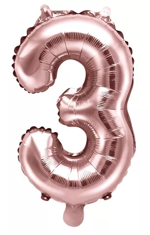 Palloncino numero 3 rosa oro 35 cm