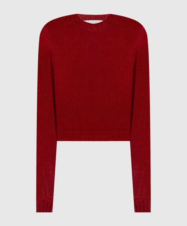 Palm Angels Maglia rossa con logo in lana e cashmere PWHE051F24KNI001