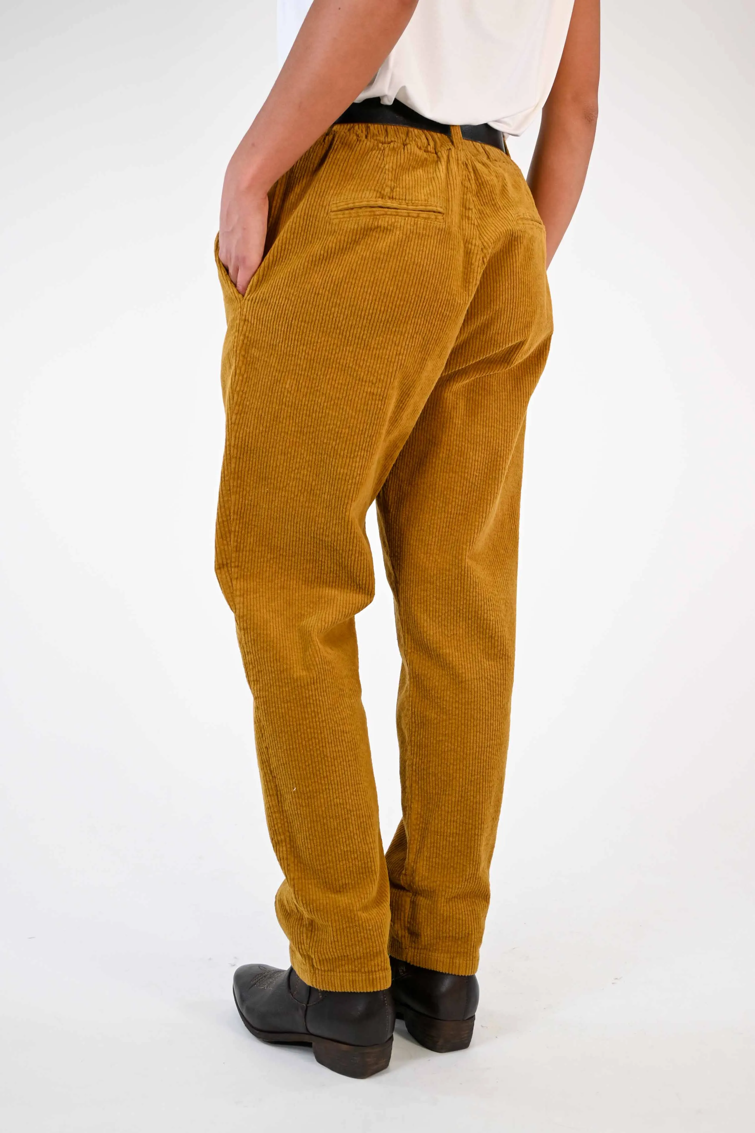 PANTALONE BAGGY IN VELLUTO A COSTE SENAPE
