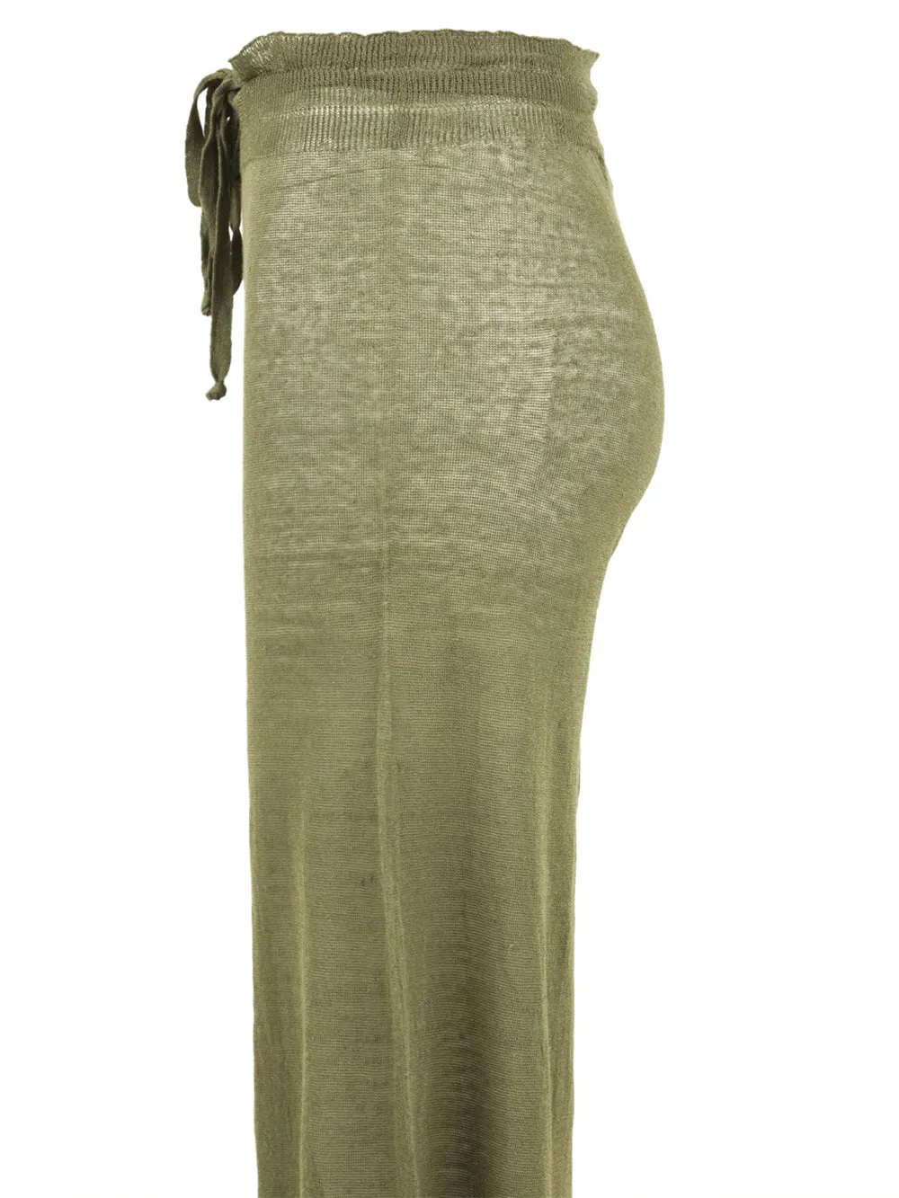 Pantalone Donna verde trasparente a vita alta