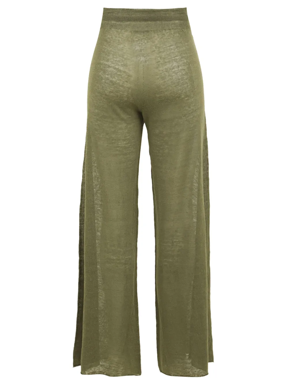 Pantalone Donna verde trasparente a vita alta