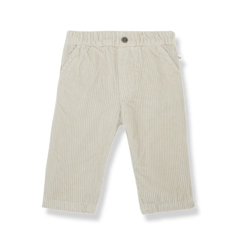 Pantalone in velluto a costine panna per neonato