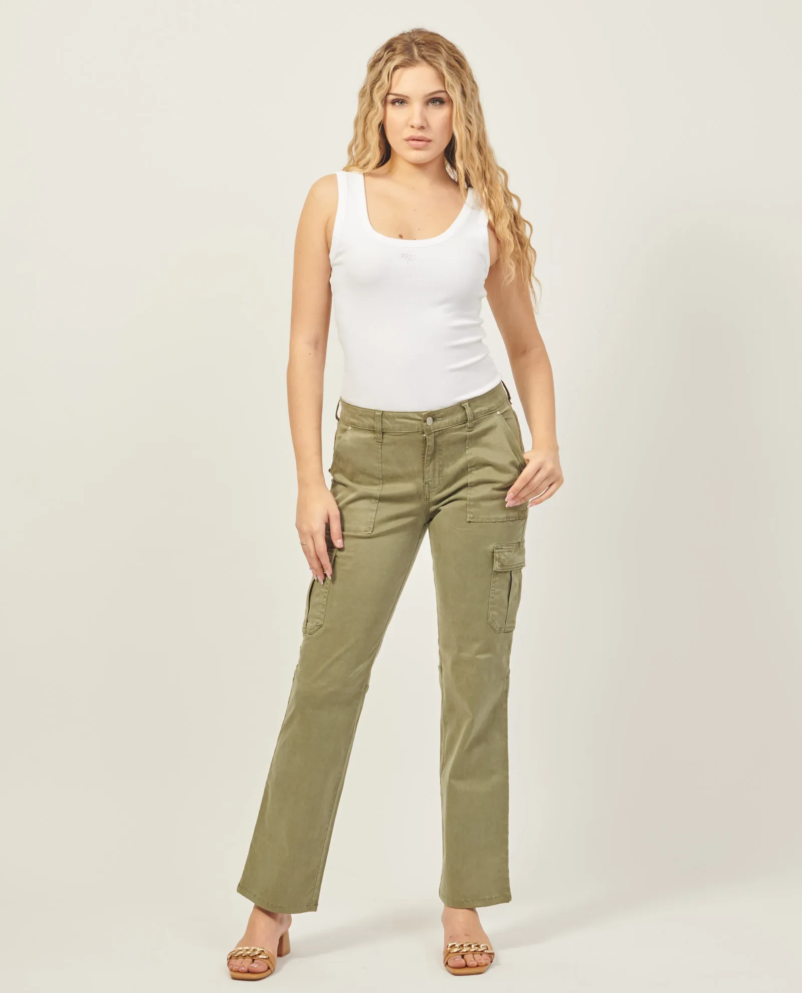 Pantaloni cargo Guess a vita media