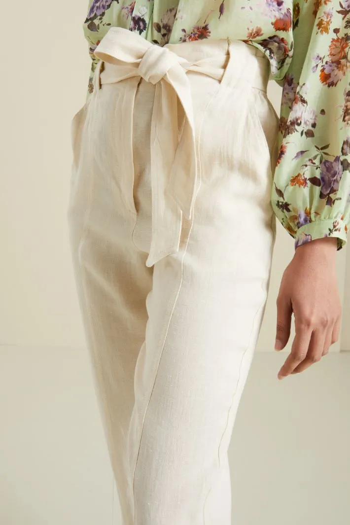 Pantaloni in puro lino