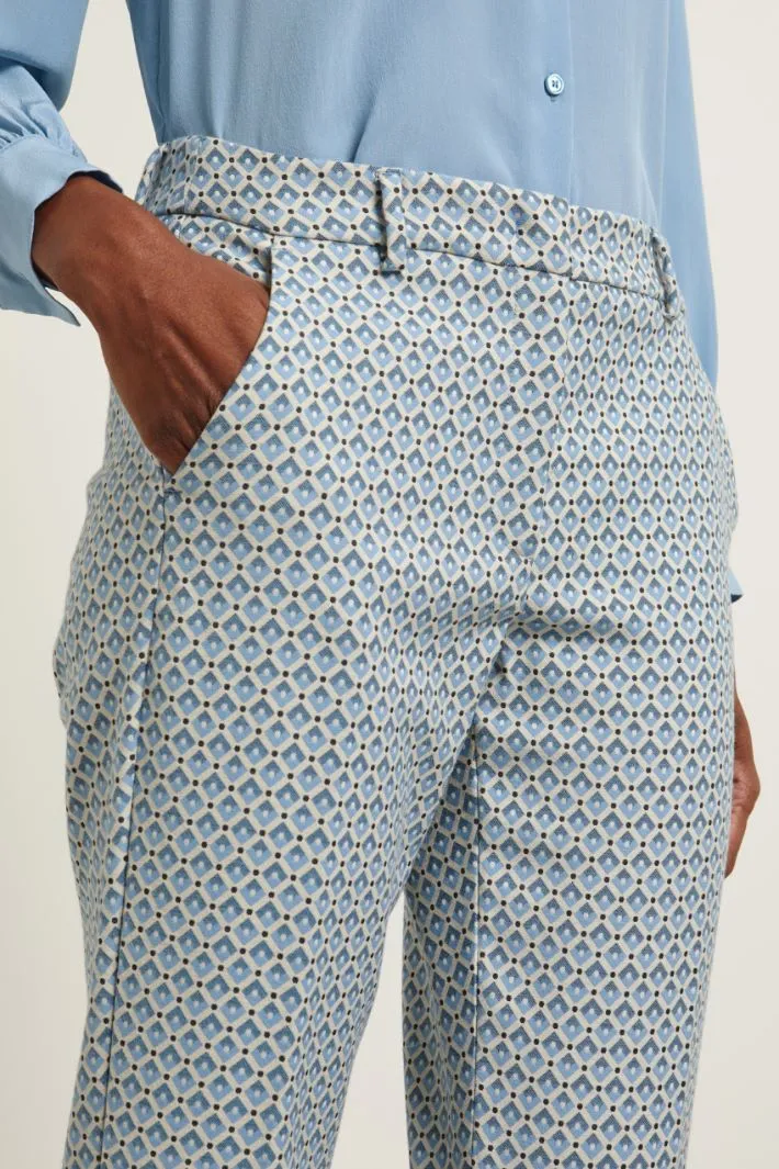 Pantaloni jacquard con piega stirata