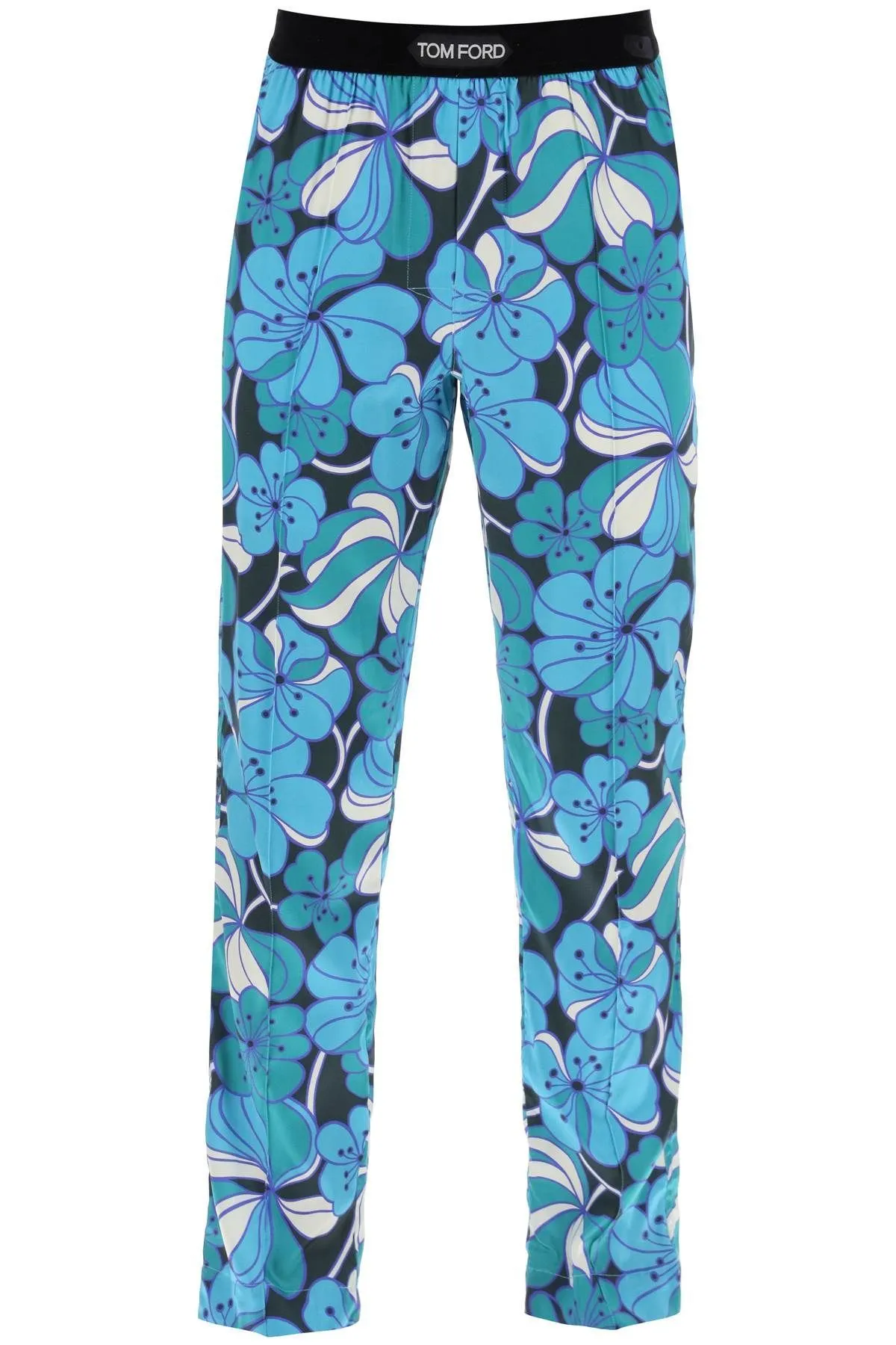 Pantaloni pigiama in seta floreale