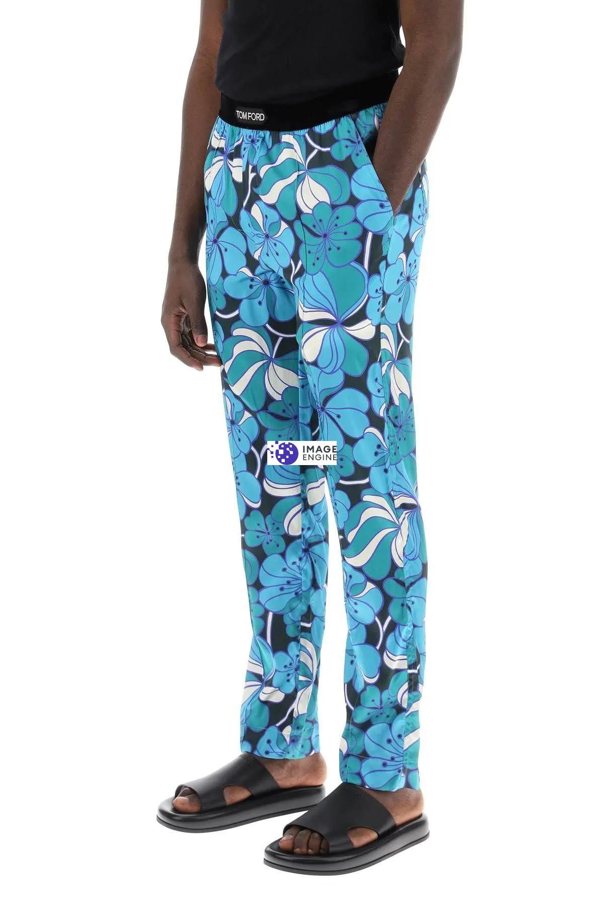 Pantaloni pigiama in seta floreale