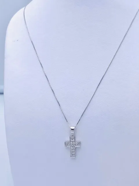 Pendente croce oro bianco e diamanti Art.CR123