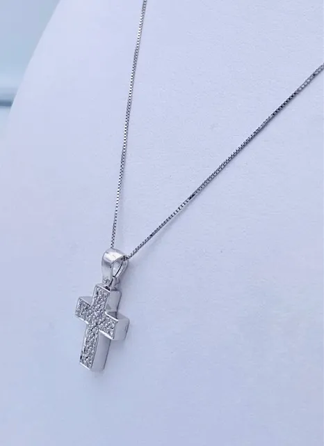 Pendente croce oro bianco e diamanti Art.CR123