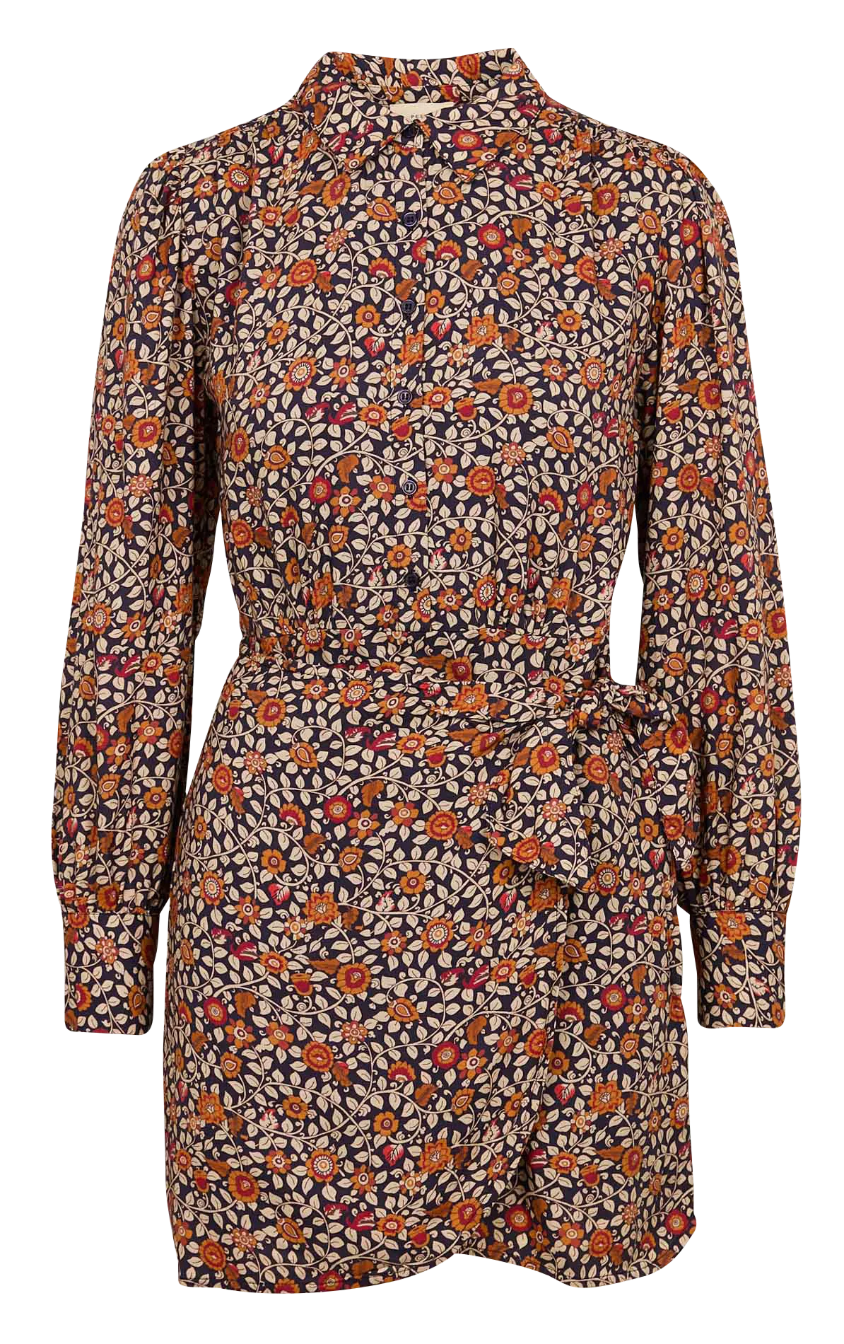  PETITE MENDIGOTE   ROMANCE - Abito corto con colletto a camicia e stampa floreale | Nero