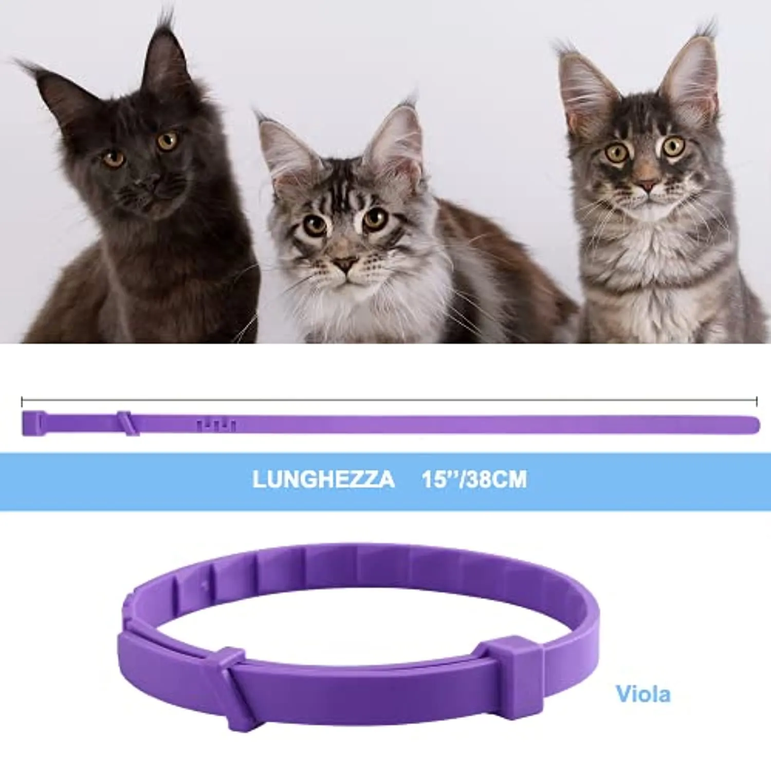 Pets4Luv Collare calmante per Gatti - Collari calmanti ai feromoni, Anti ansia per Gatti di Taglia Piccola, Media e Grande - Reg