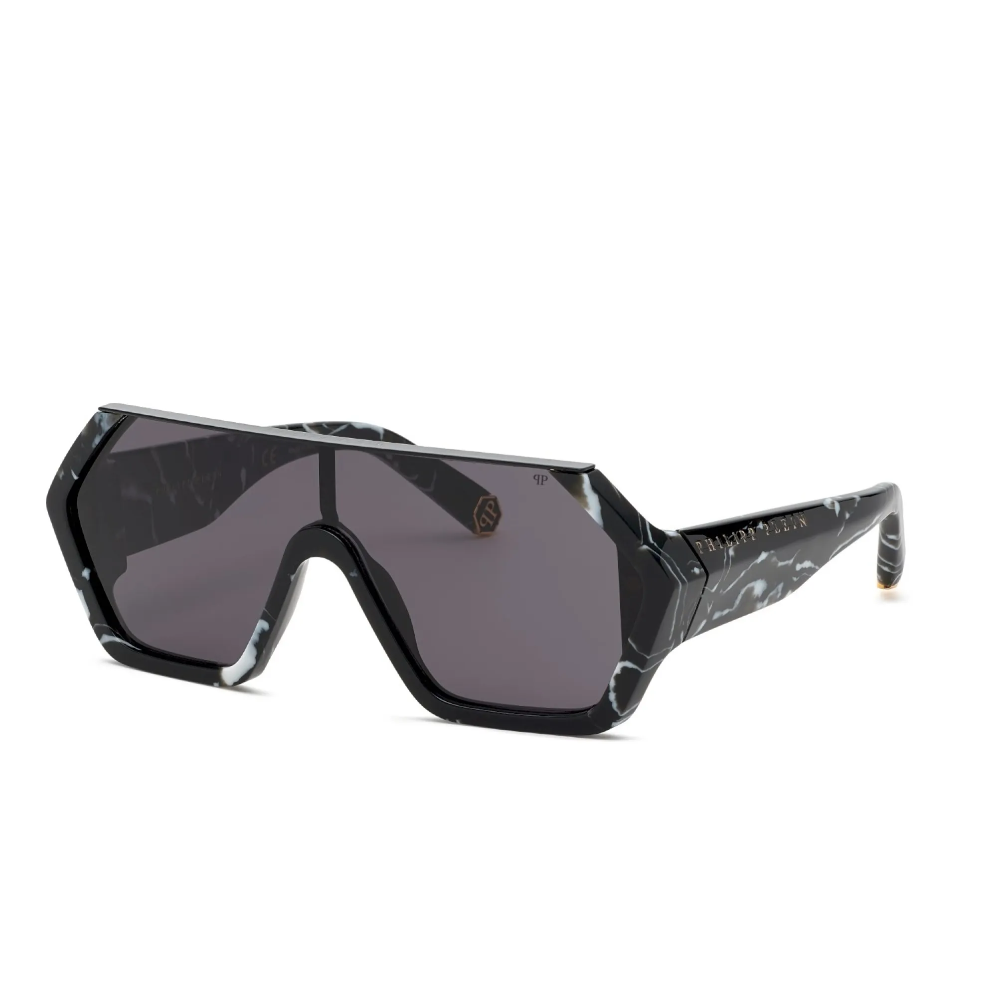   Philipp Plein SPP047 Hexagon Camou 0Z21 Nero Marmorizzato | Occhiale Da Sole Uomo 