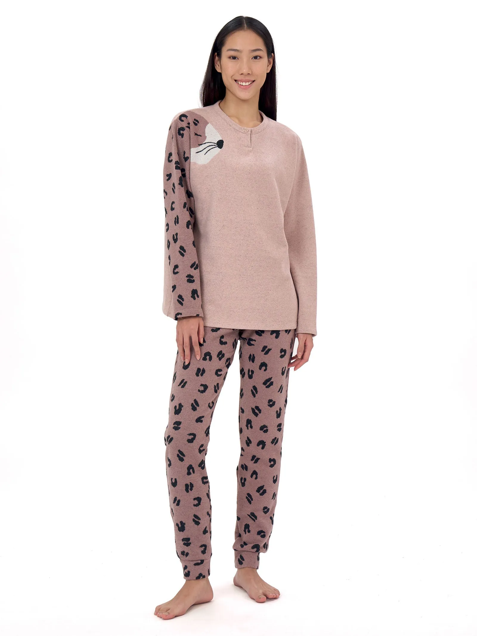 Pigiama serafino in Cotton Eco Pile - Fant. Rose Quartz