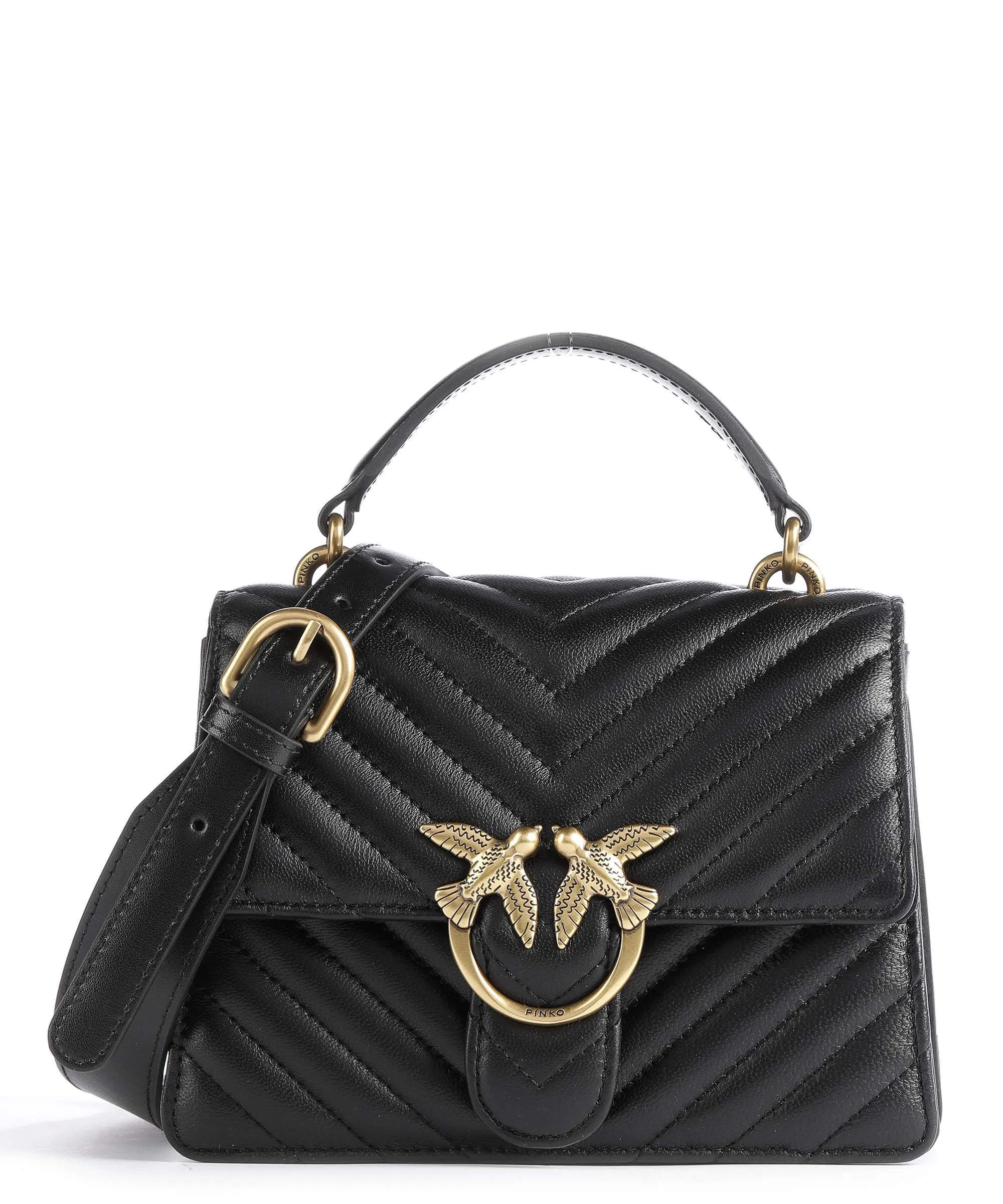  Pinko Love One Mini Borsa a tracolla pelle di pecora nero  