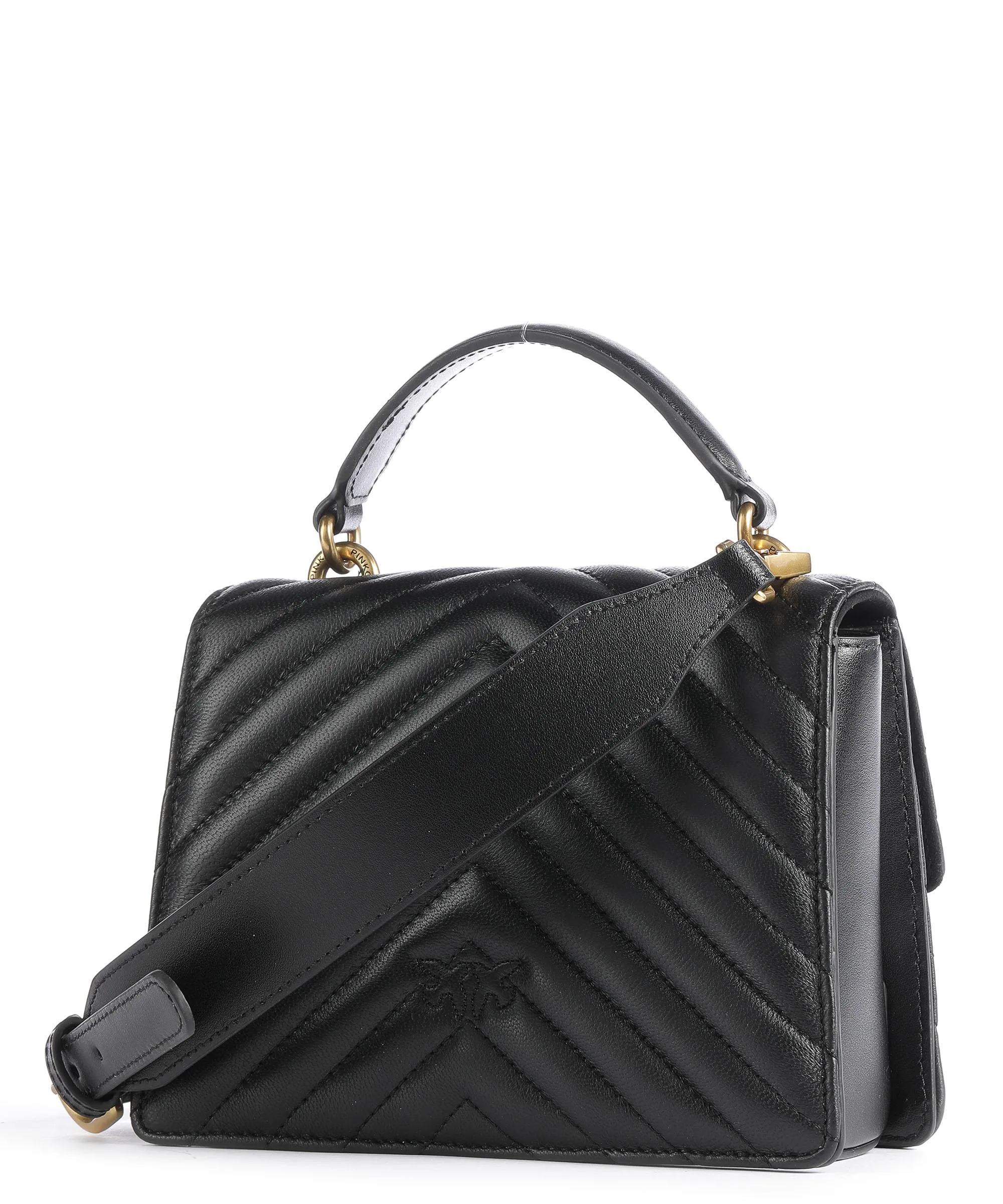  Pinko Love One Mini Borsa a tracolla pelle di pecora nero  