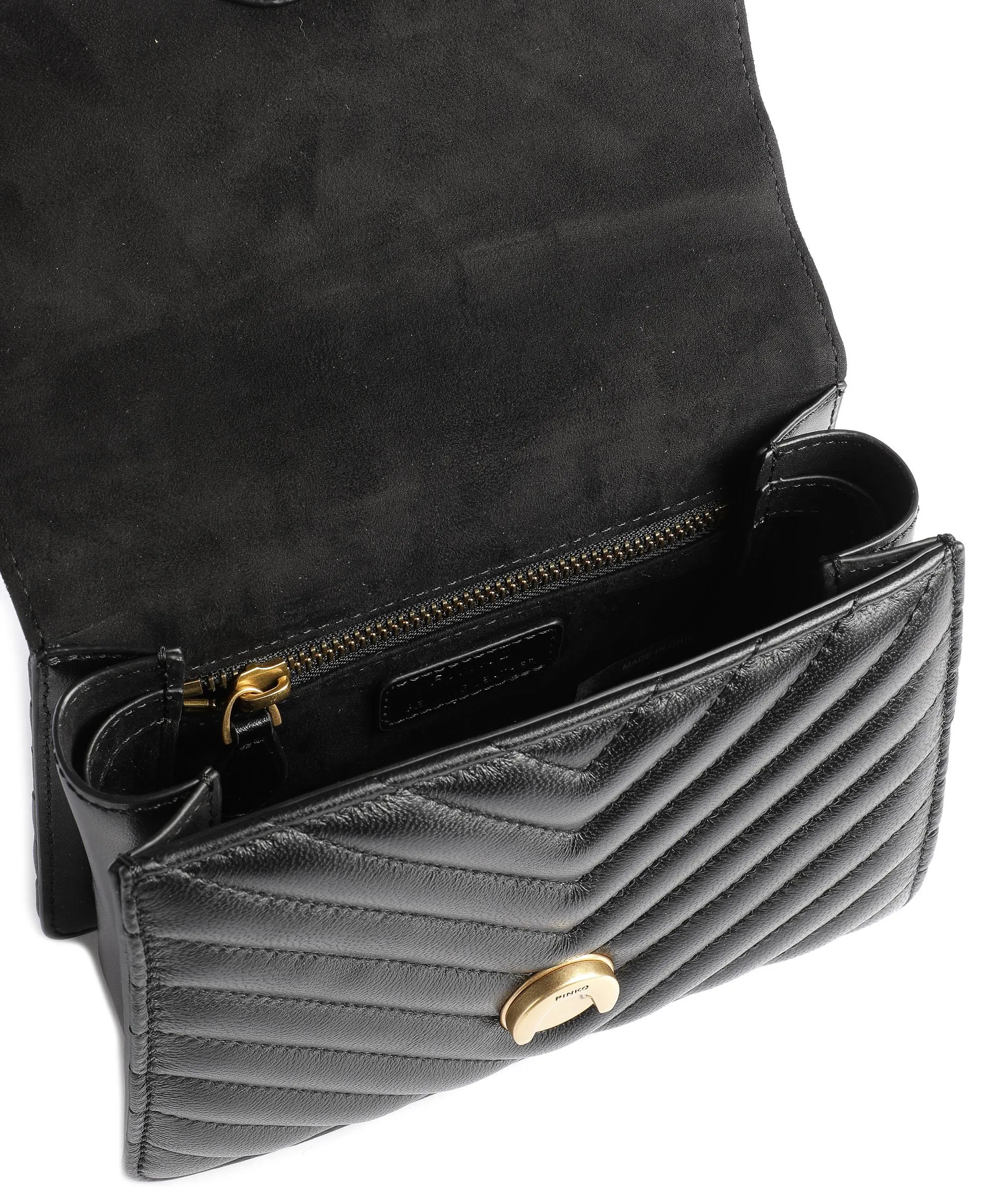  Pinko Love One Mini Borsa a tracolla pelle di pecora nero  