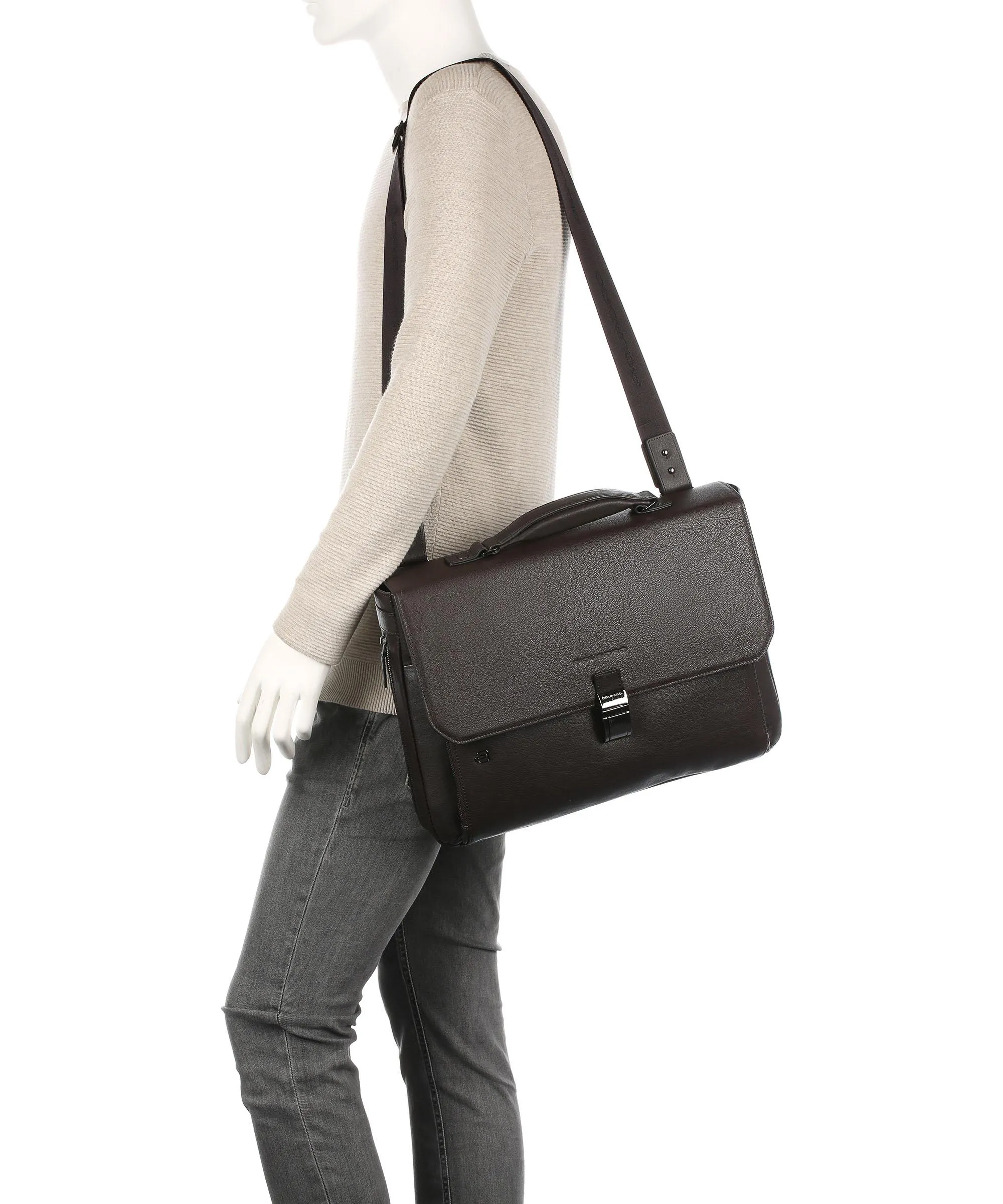  Piquadro Black Square Cartella 15″ pelle marrone scuro  