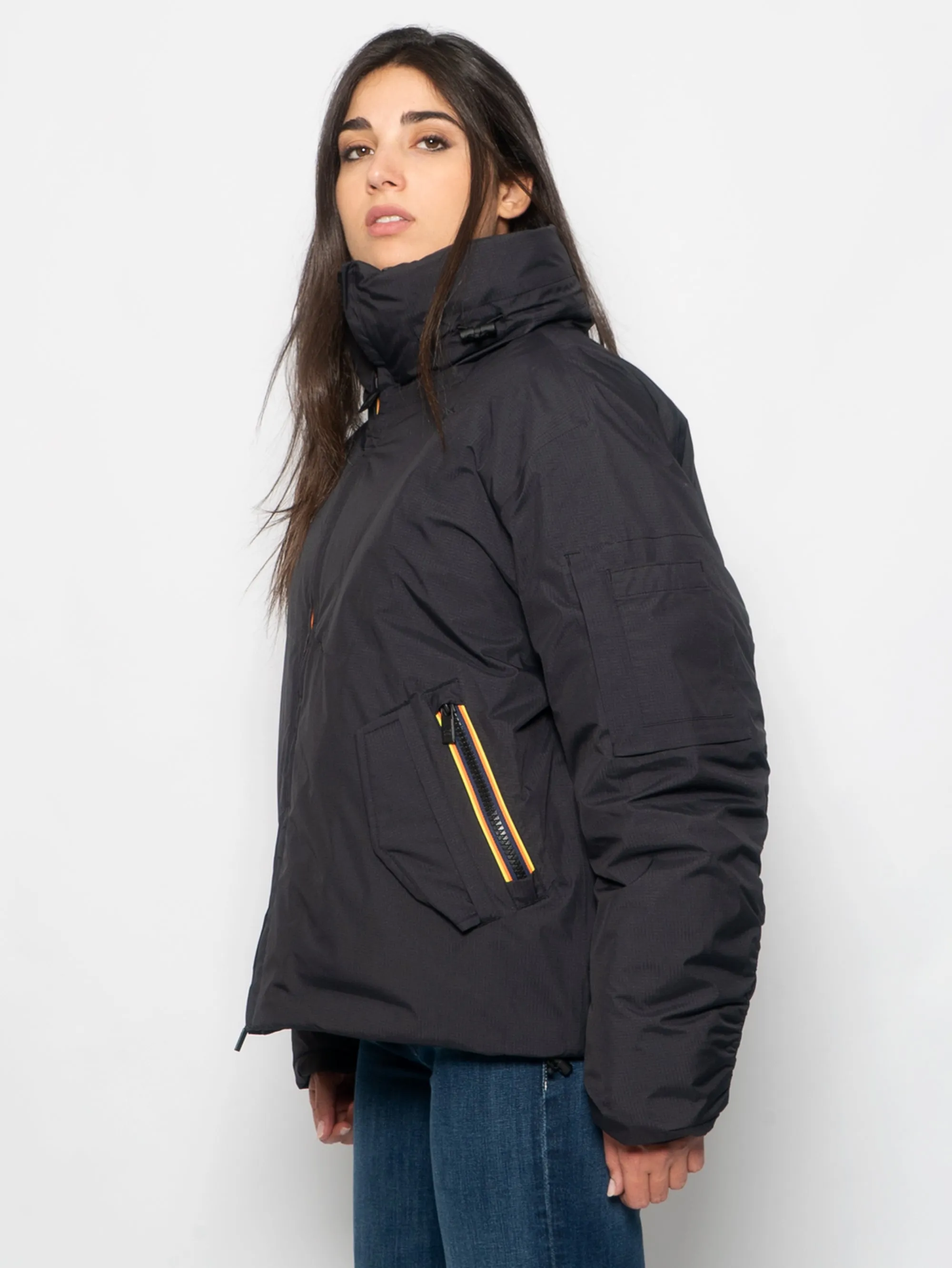 Piumino Ampio in Ripstop Nero