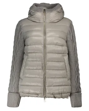 Piumino corto nylon lana tortora