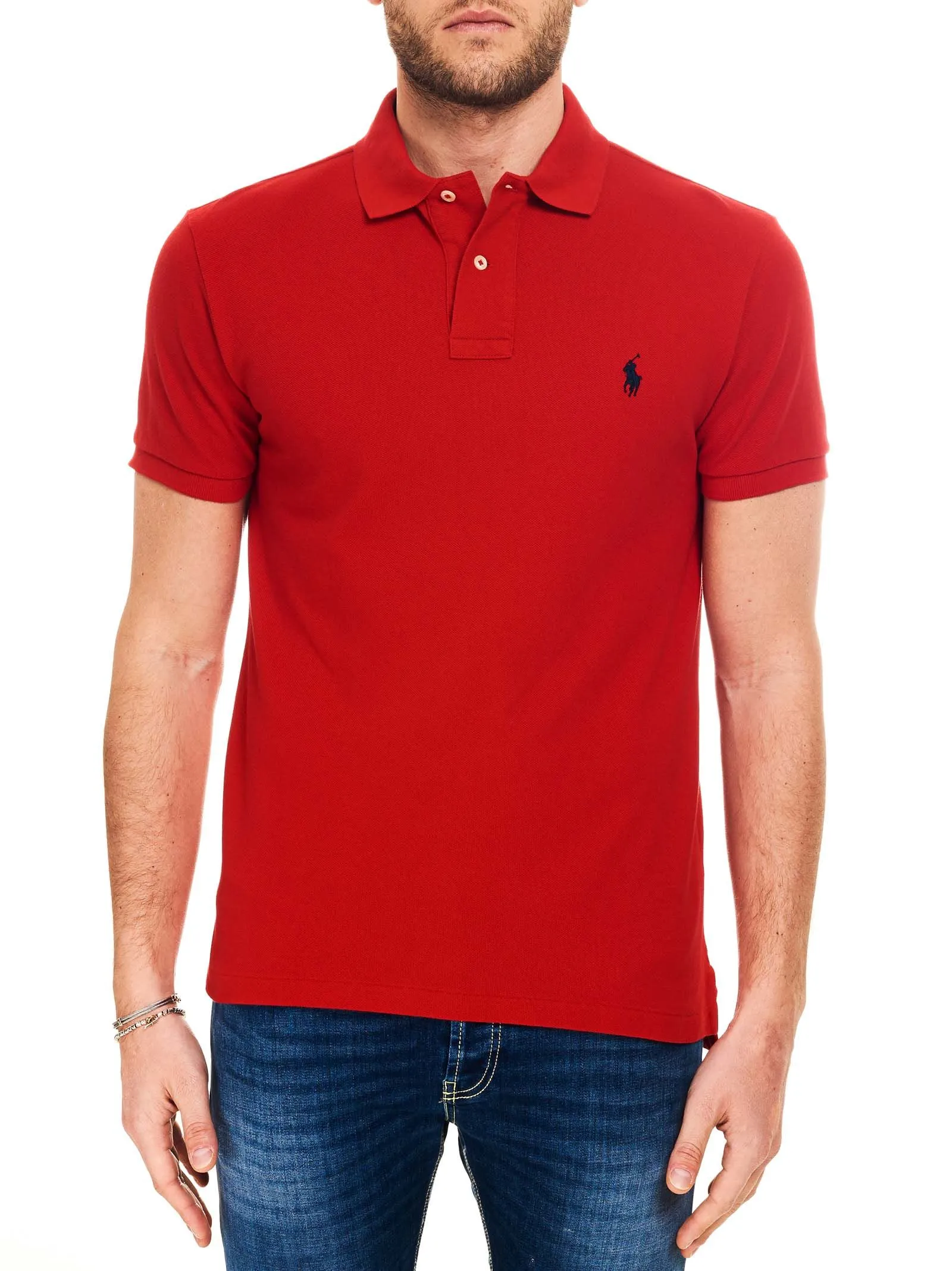 POLO ROSSA SLIM FIT IN COTONE CON RICAMO LOGO FRONTALE