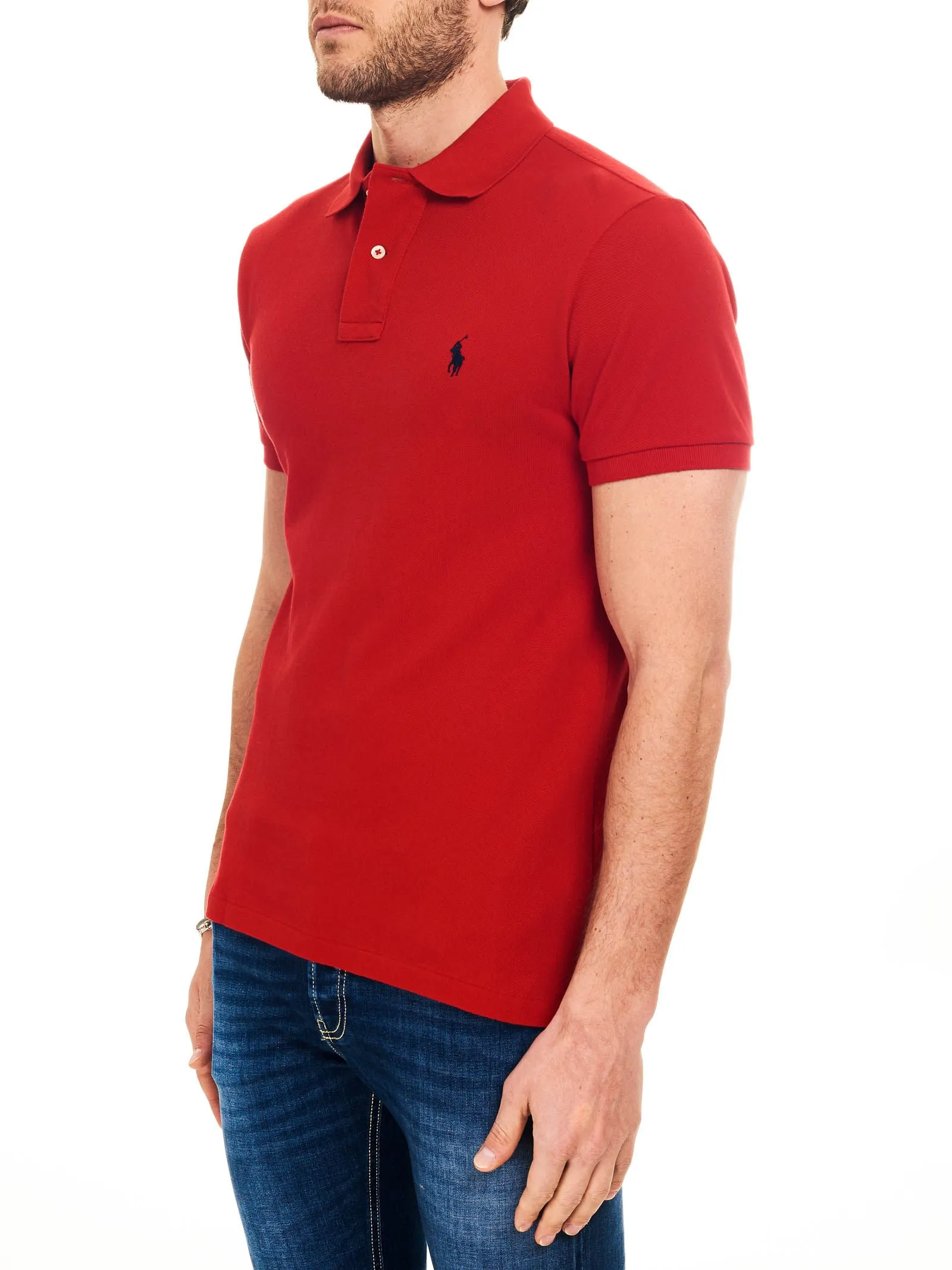 POLO ROSSA SLIM FIT IN COTONE CON RICAMO LOGO FRONTALE