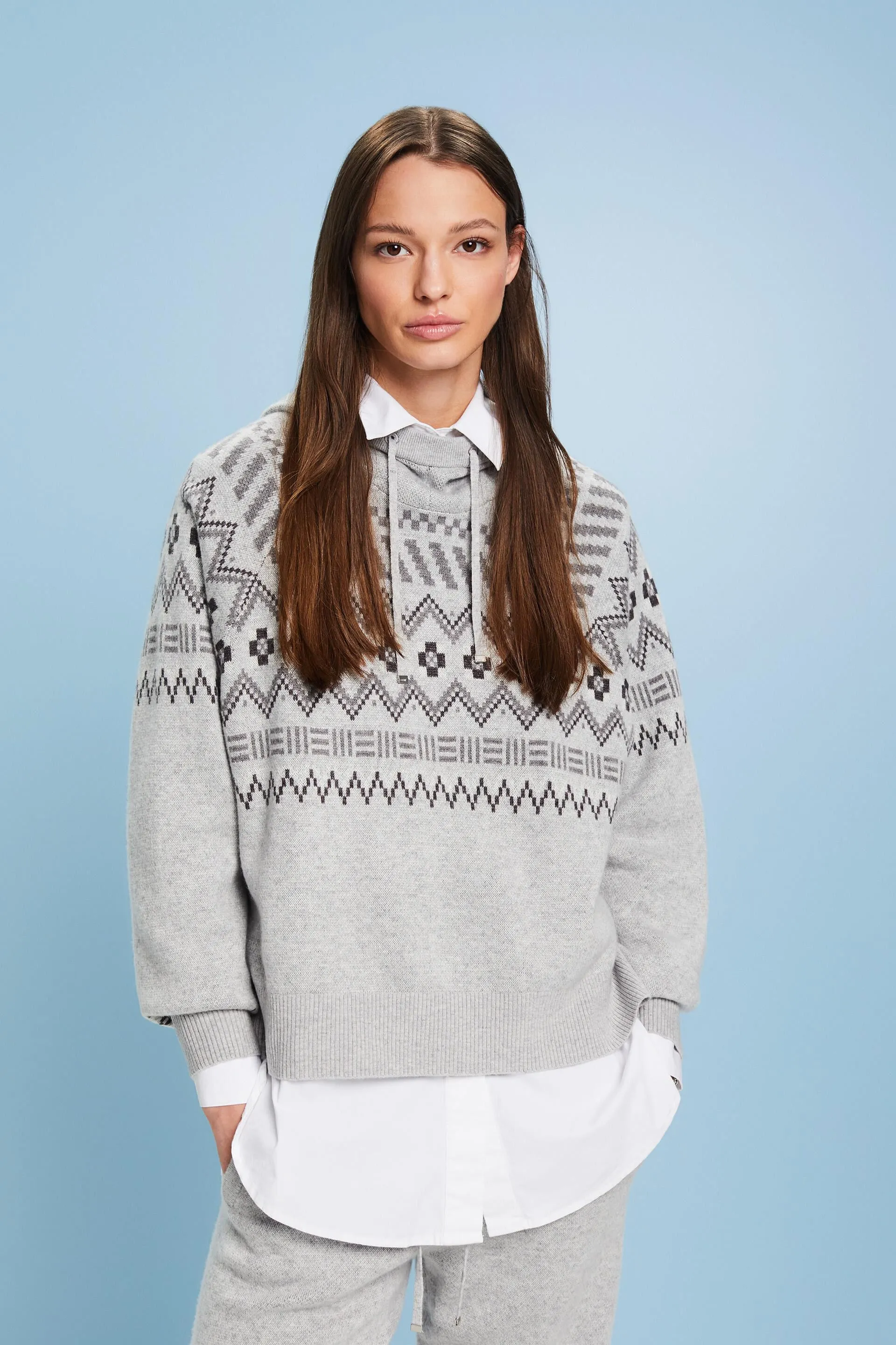 Pullover in misto lana e cachemire con motivo norvegese
