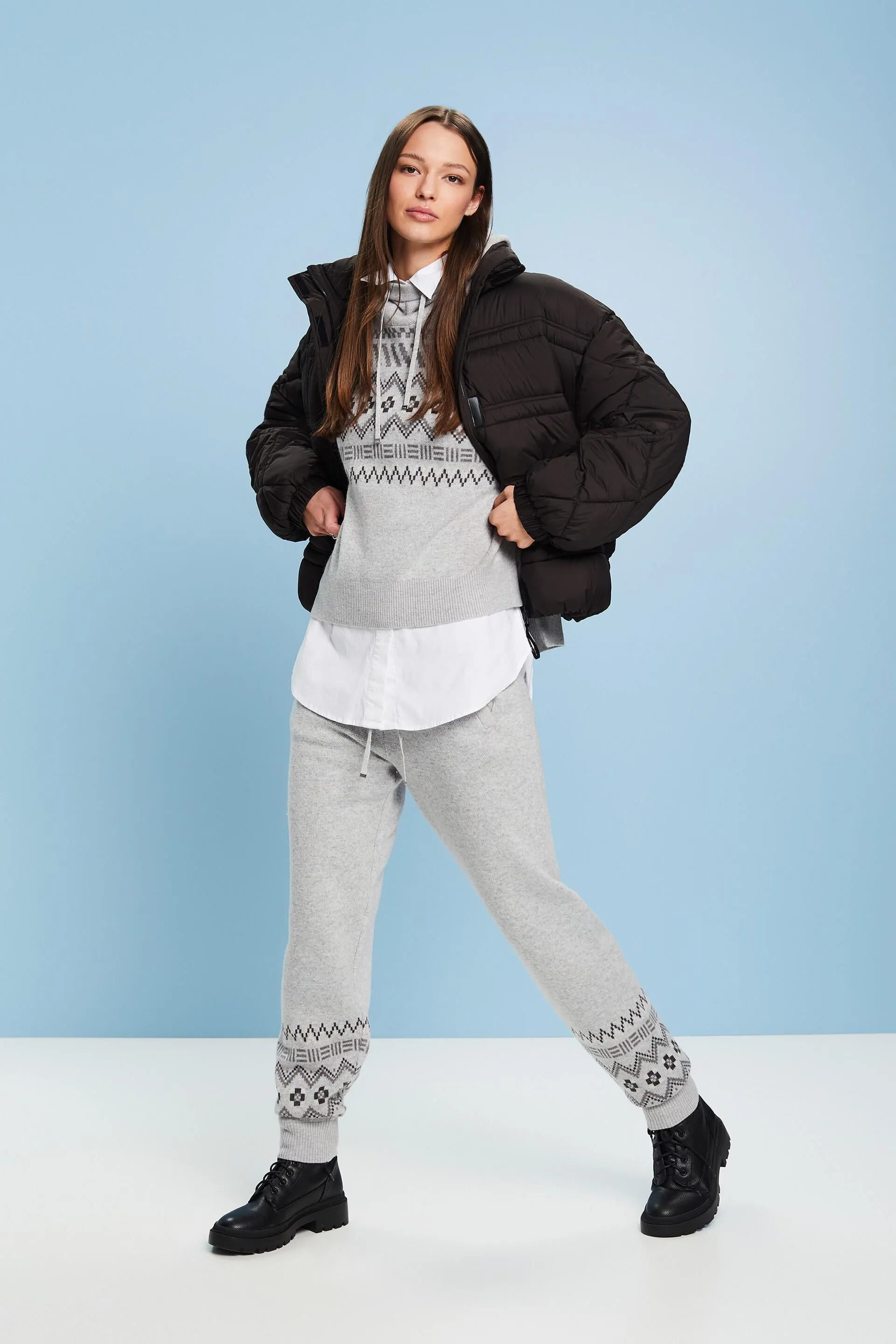 Pullover in misto lana e cachemire con motivo norvegese
