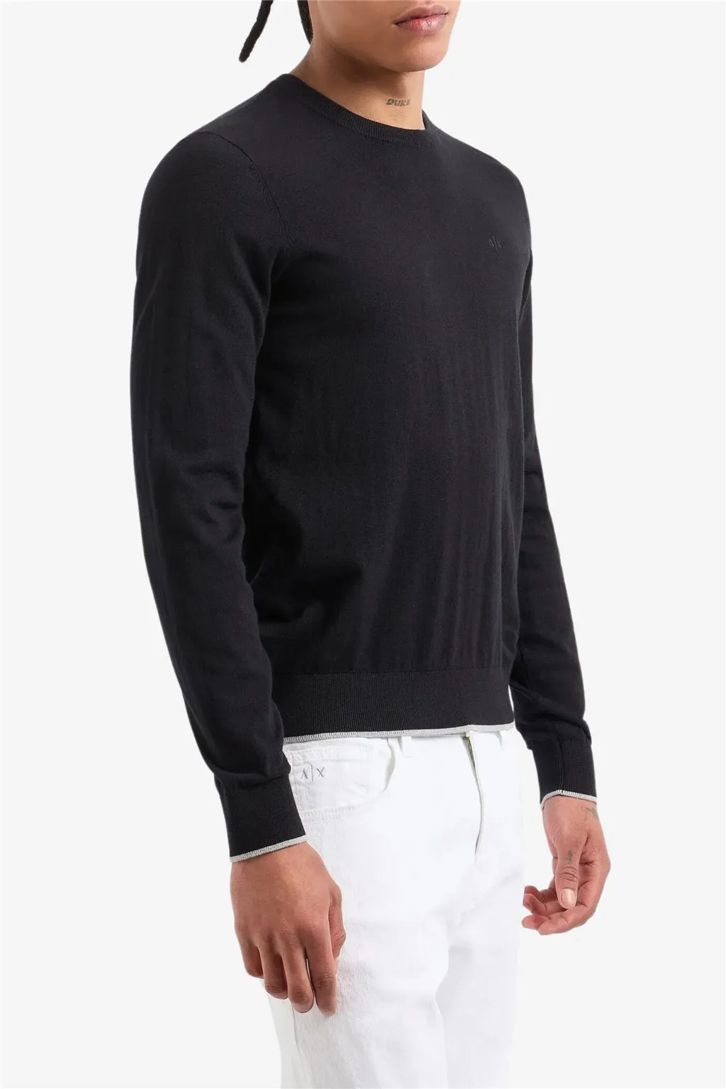 PULLOVER NERO DA UOMO ARMANI EXCHANGE IN FILATO MORBIDO 8NZM6A