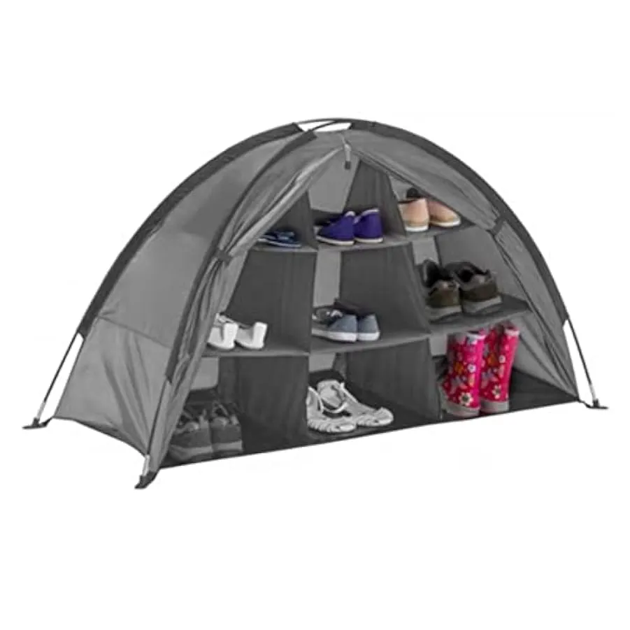 RANRAO Organizzatore per tenda da campeggio, organizer per scarpe da campeggio, 9 ripiani, pieghevole, per accessori per tende, 