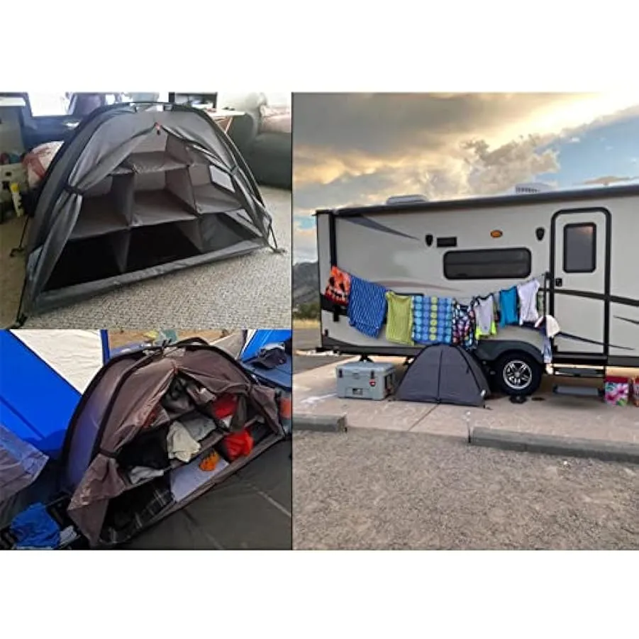 RANRAO Organizzatore per tenda da campeggio, organizer per scarpe da campeggio, 9 ripiani, pieghevole, per accessori per tende, 
