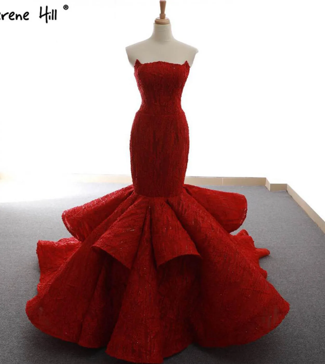 Red Newest Off Spalla Abiti da sposa Appliques Ruffles Moda Abito da sposa Mermiad Real Photo Hm66614 Wedding Dre