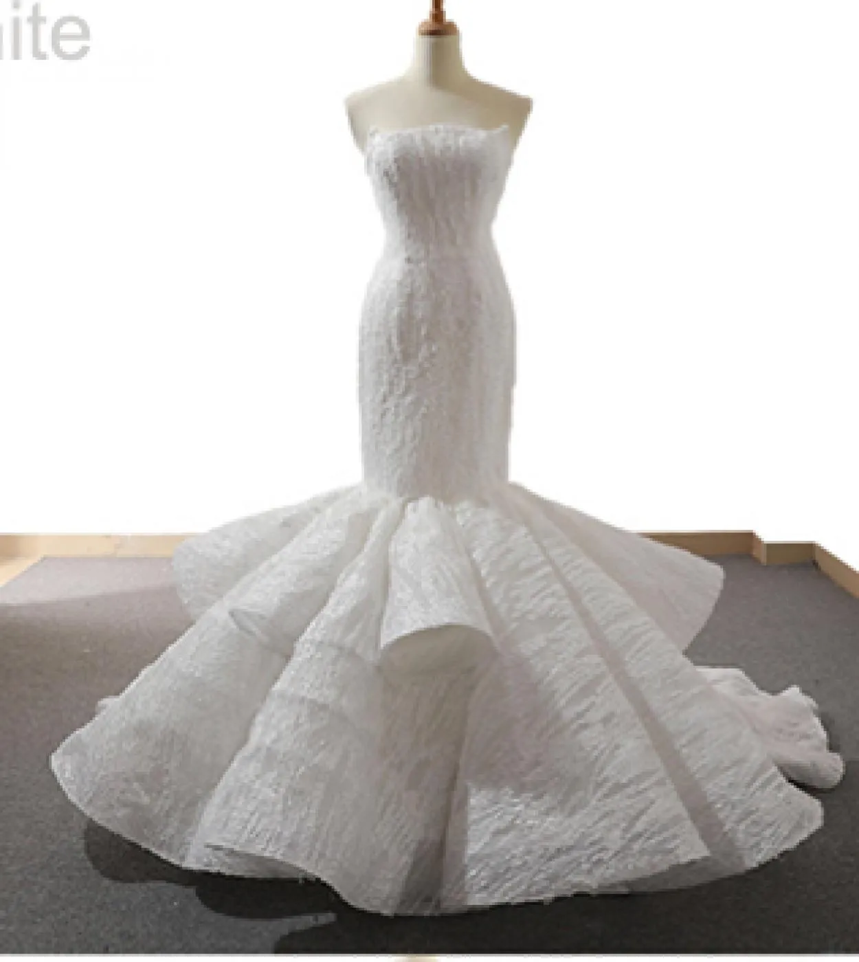 Red Newest Off Spalla Abiti da sposa Appliques Ruffles Moda Abito da sposa Mermiad Real Photo Hm66614 Wedding Dre