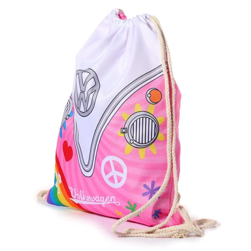Sacca in cotone Puckator per il cambio, le scarpe Volkswagen VW T1 Camper Bus Surf Adventure in vari colori