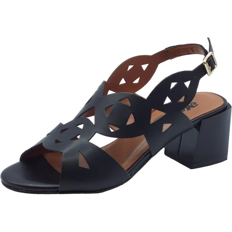 Sandali Beige da Donna in Pelle laserata con Tacco