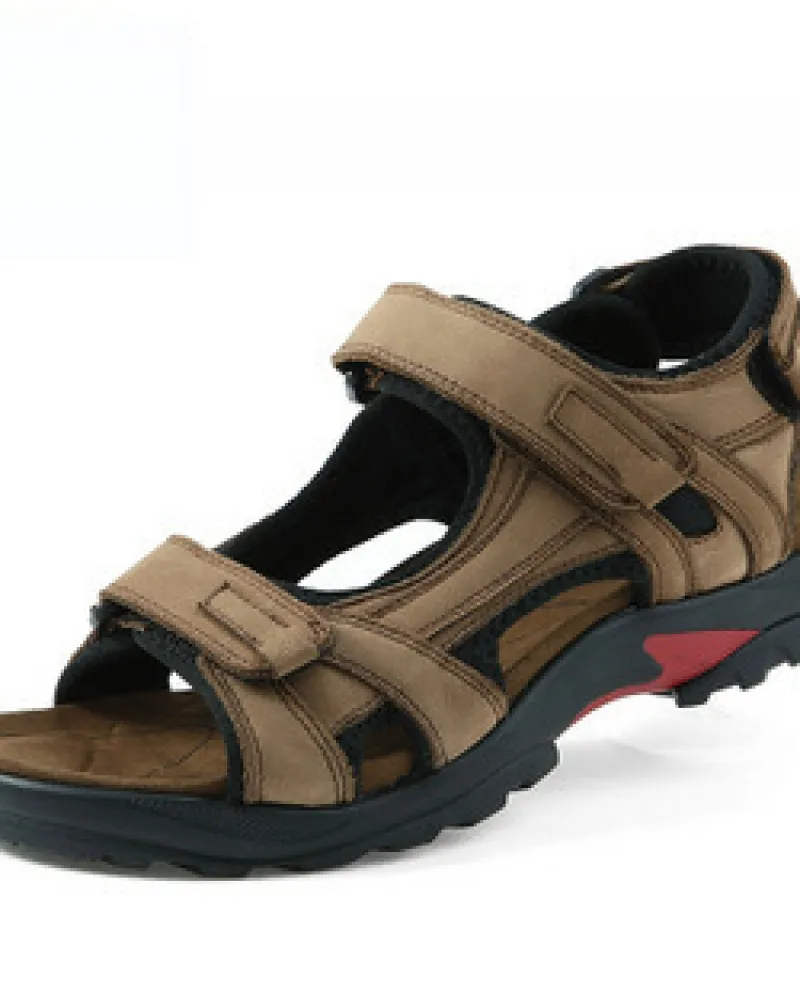 Sandali da uomo traspiranti di nuova moda Scarpe da spiaggia estive in vera pelle
