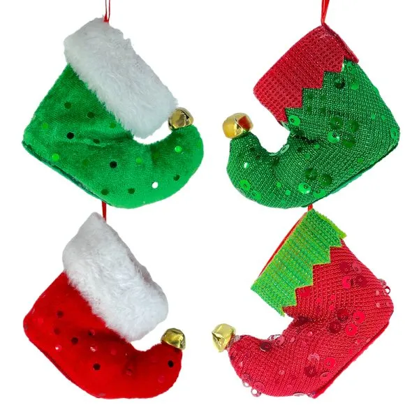 Scarpetta dell’Elfo in Plastica e Tessuto con Sonaglio – H 7 cm