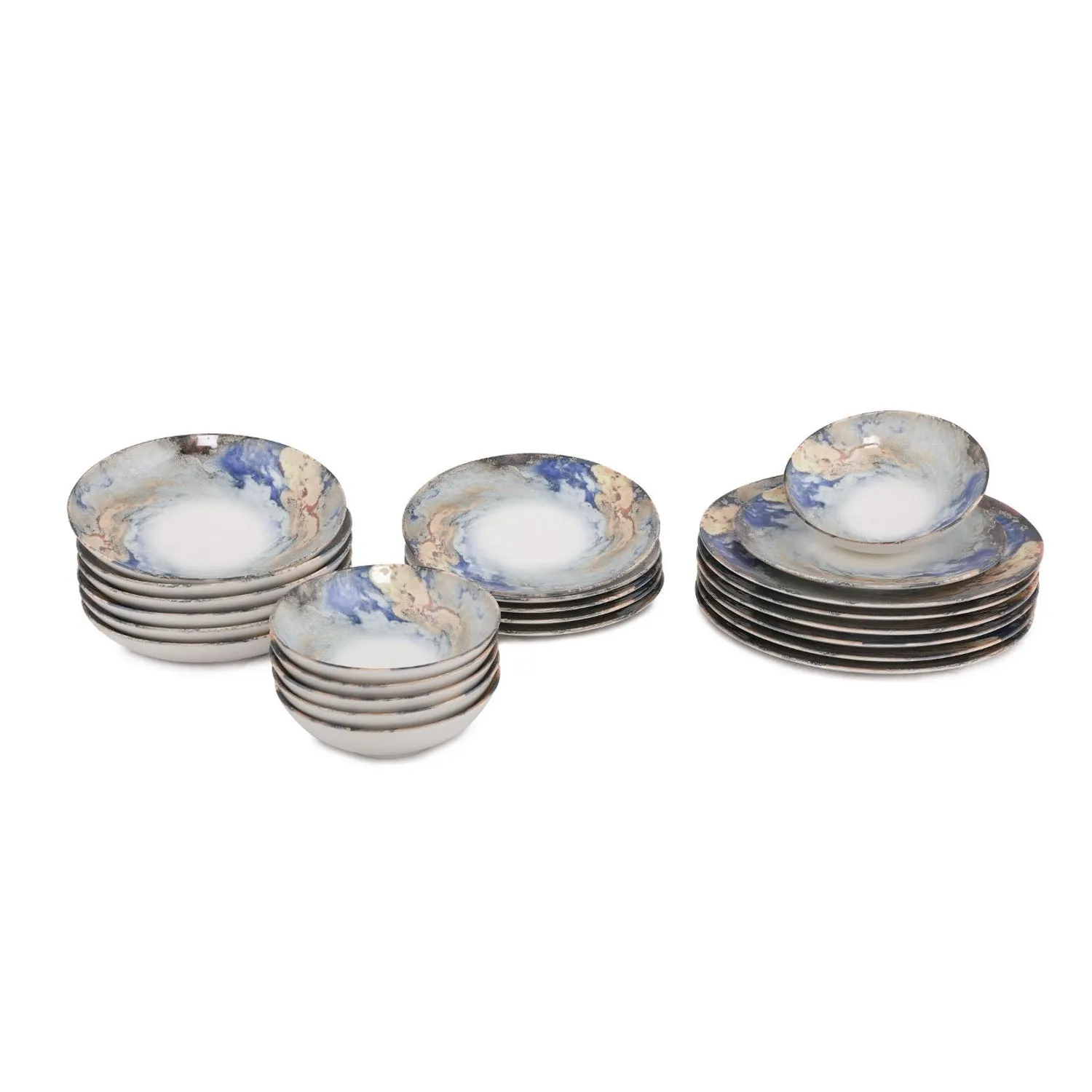 Set tavola effetto dipinto 24 pezzi - in porcellana 