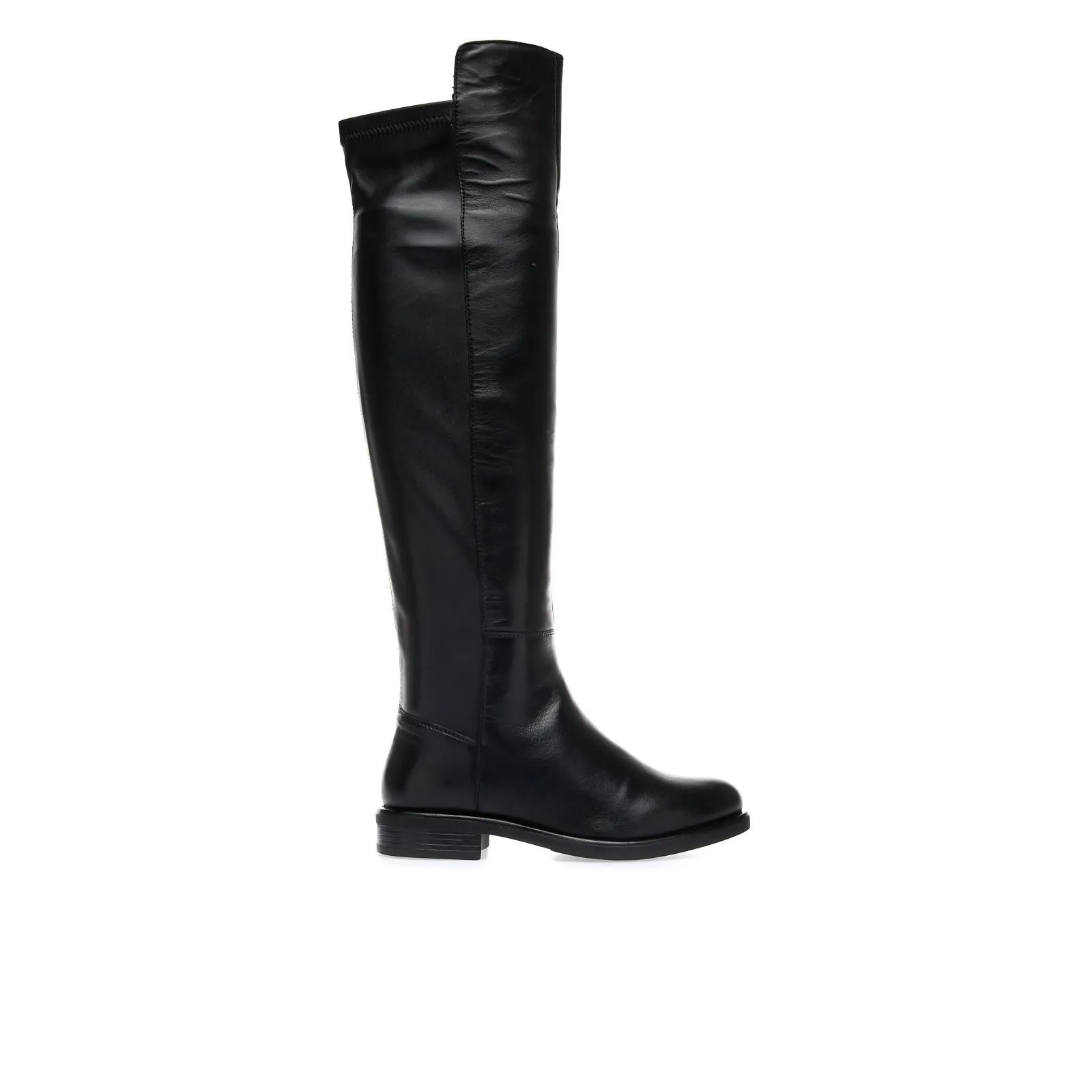 Stivali bassi neri in pelle con zip interna