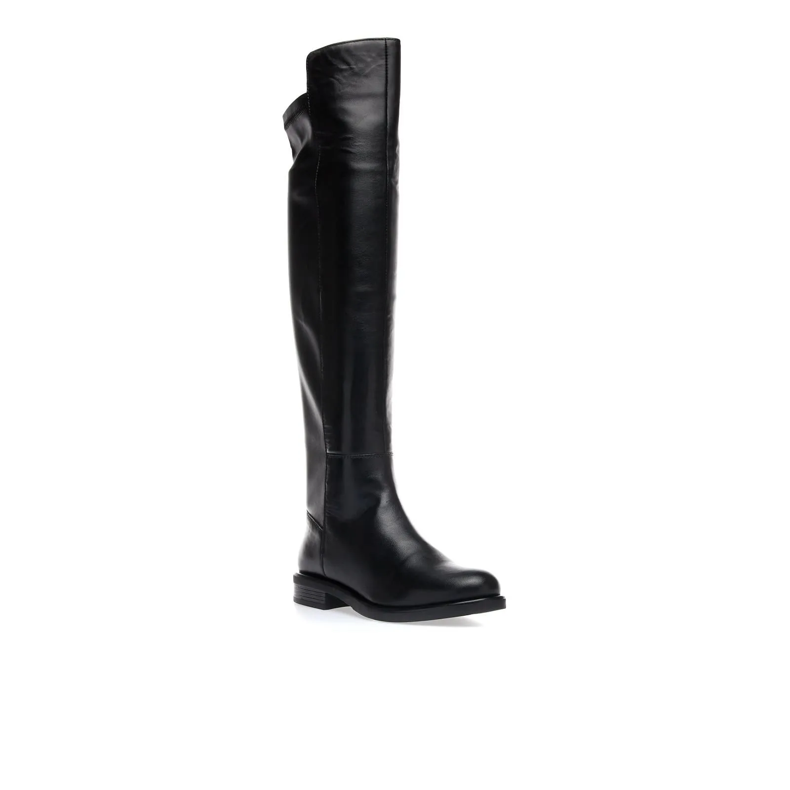 Stivali bassi neri in pelle con zip interna