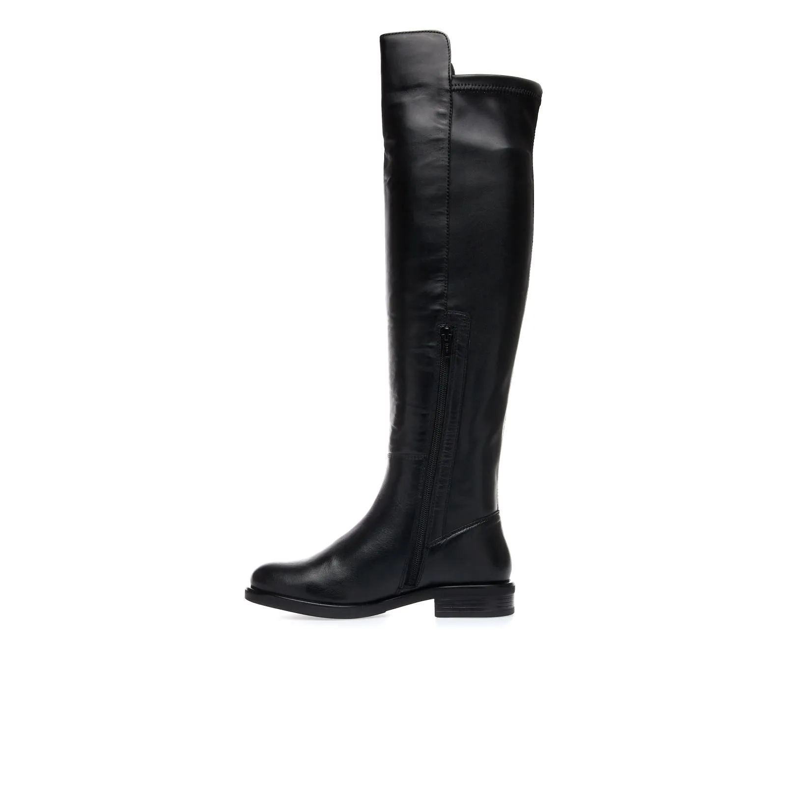 Stivali bassi neri in pelle con zip interna