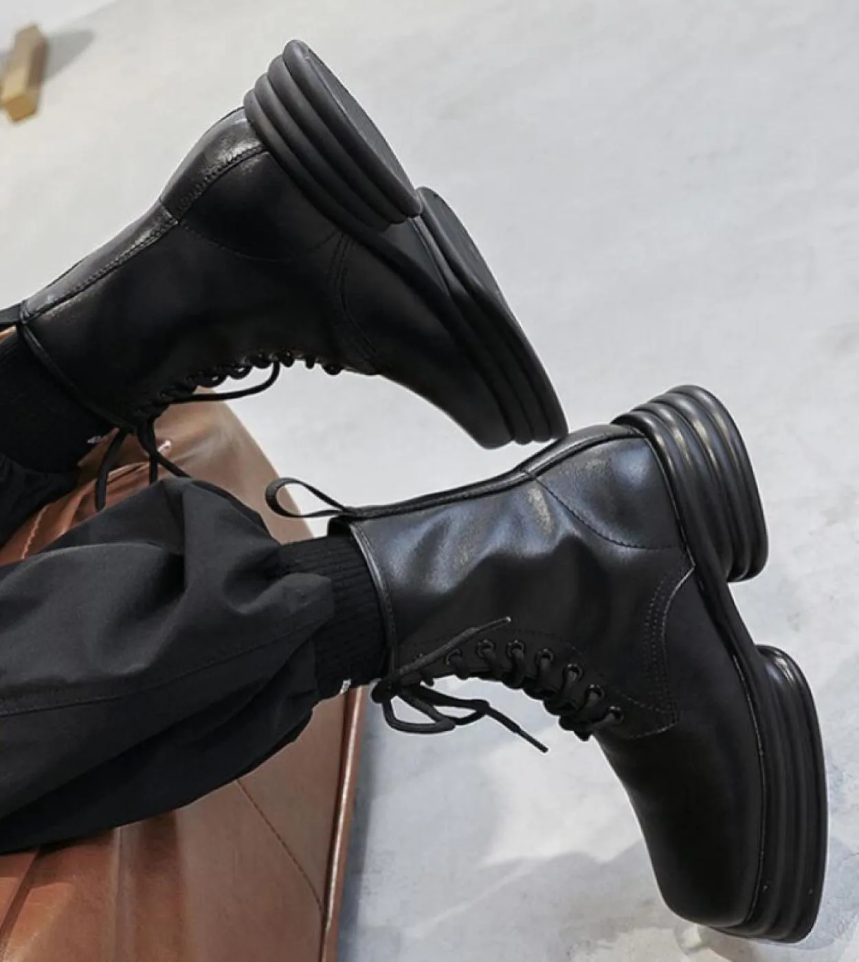 Stivali da moto da uomo con plateau Scarpe con tacco da uomo di lusso Scarpe da uomo con stivali da società punk Stivali da uomo