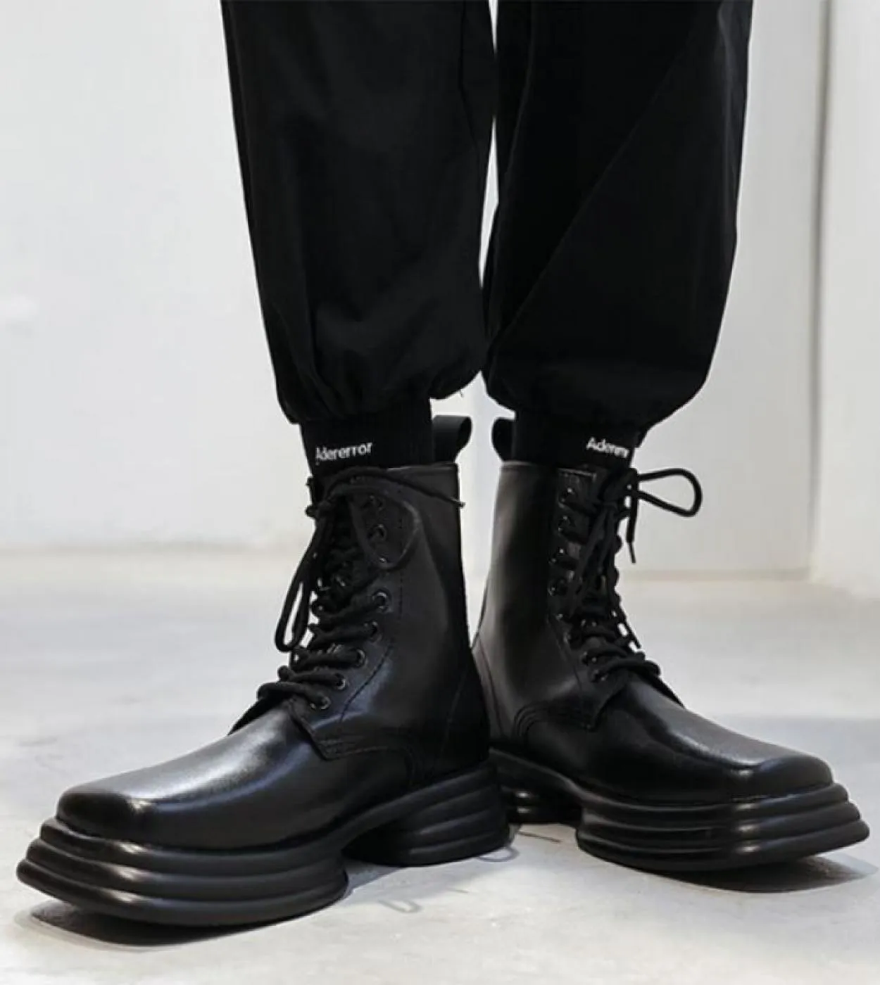 Stivali da moto da uomo con plateau Scarpe con tacco da uomo di lusso Scarpe da uomo con stivali da società punk Stivali da uomo