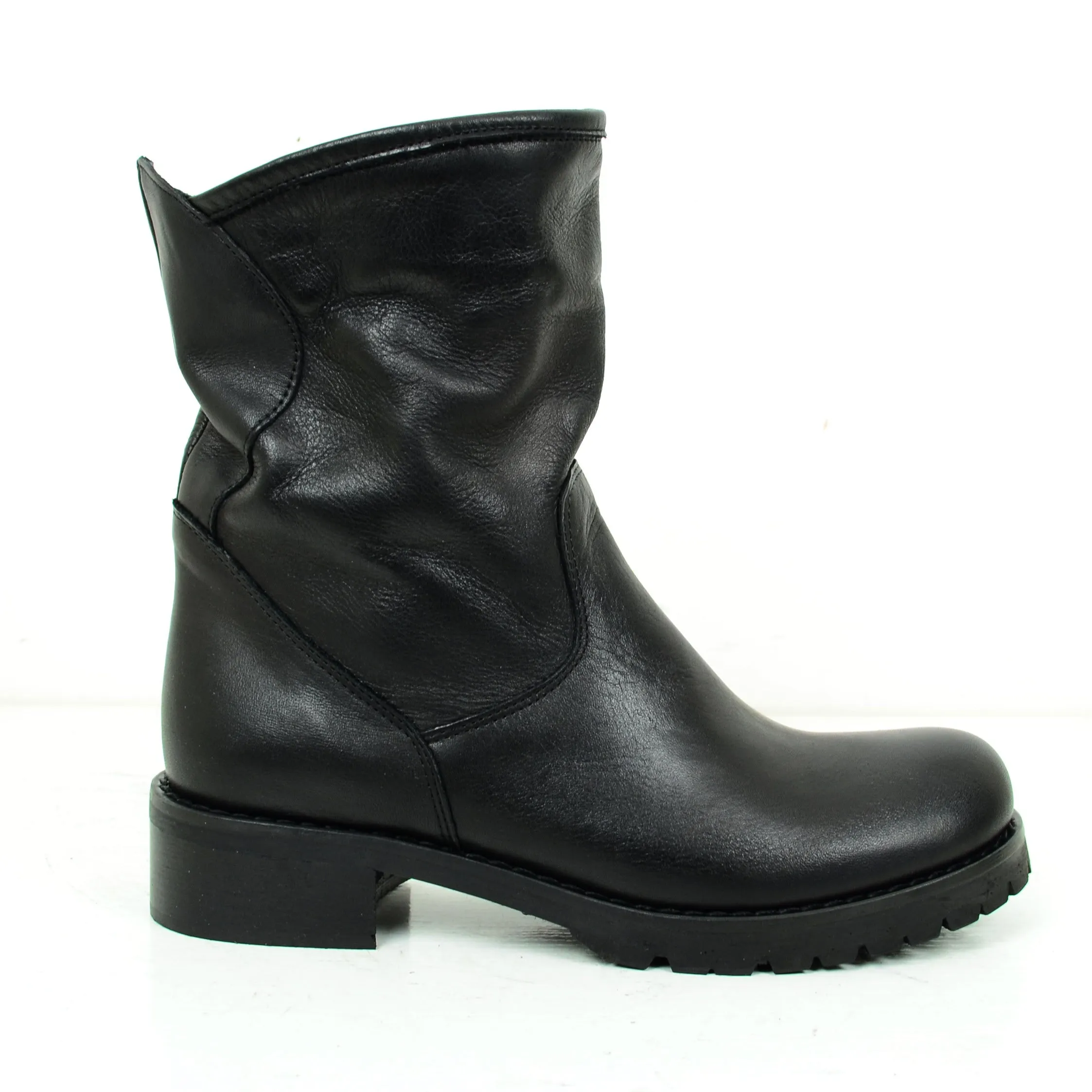 Stivali Donna Biker Neri Classici in Pelle Made in Italy