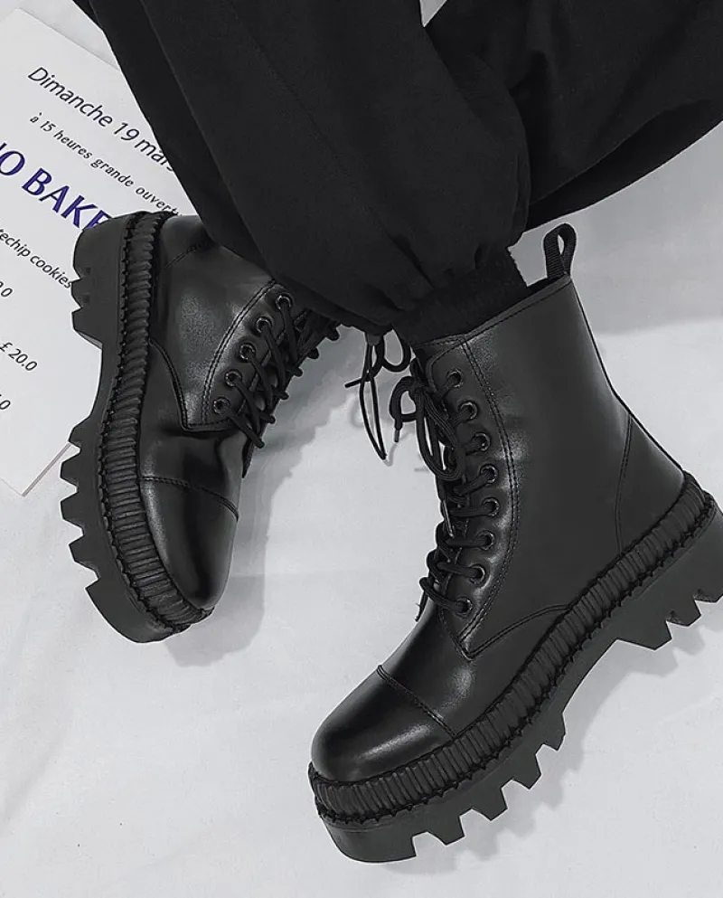 Stivali Martin Stivali alti in pelle Trend Cerniera laterale Autunno e inverno Nuovi stivali da uomo