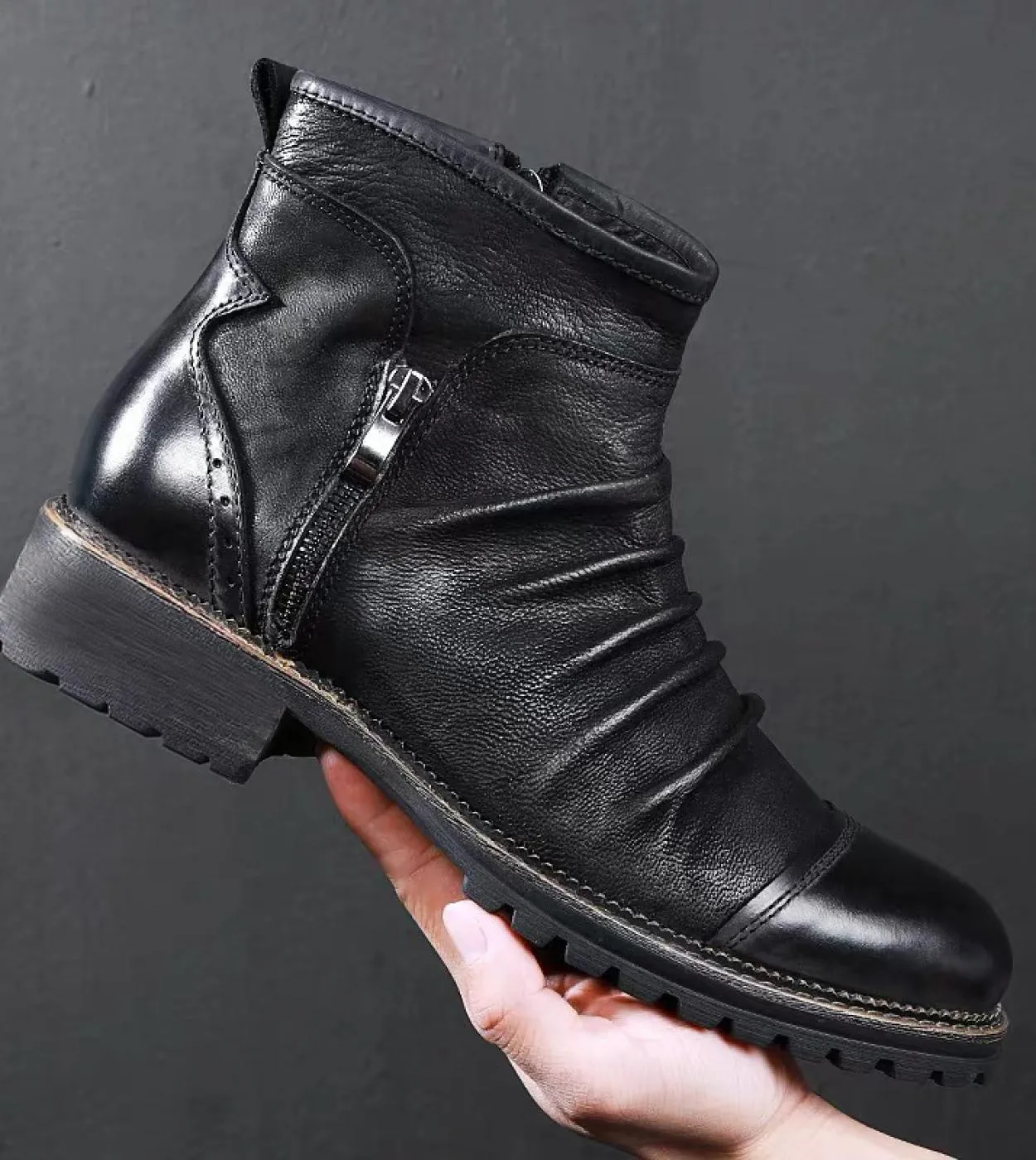 Stivali Moto Pelle Scarpe Calzature Stivali Moto Uomo Pelle Nuovi Uomini
