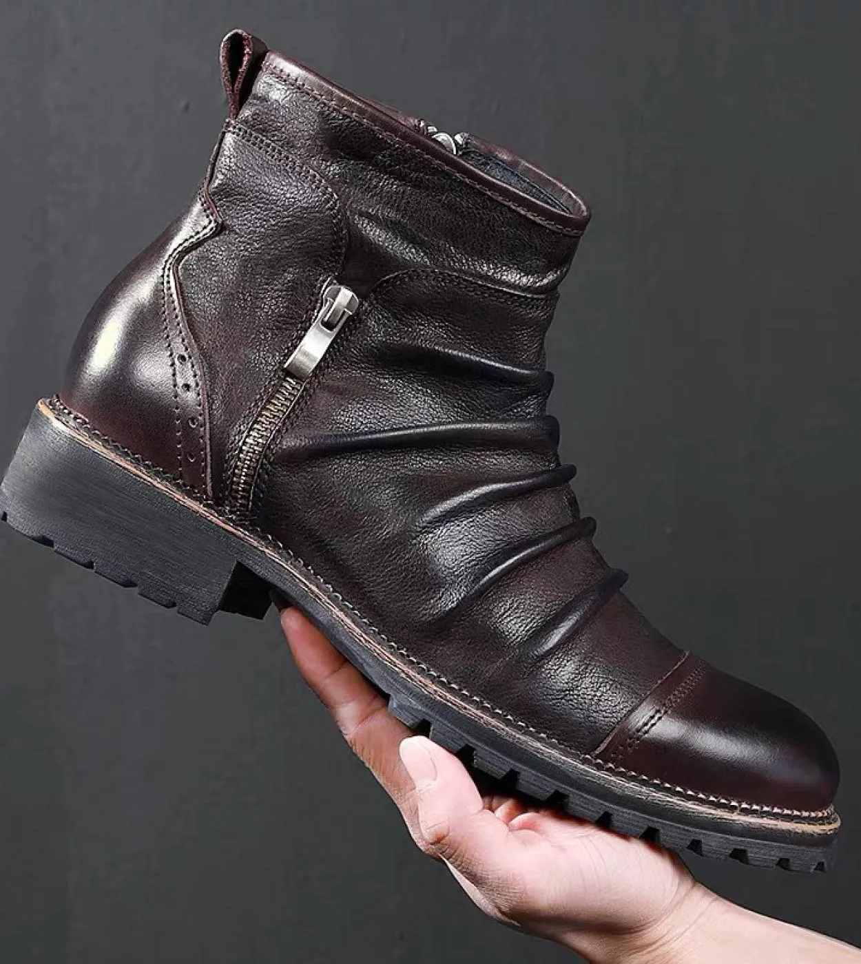 Stivali Moto Pelle Scarpe Calzature Stivali Moto Uomo Pelle Nuovi Uomini
