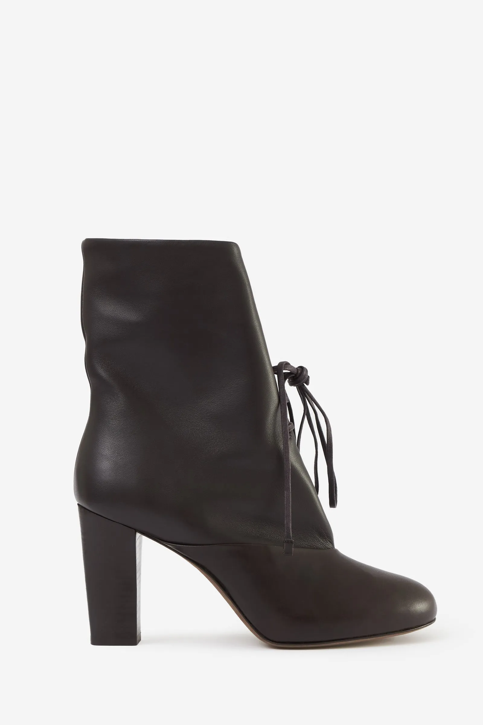Stivali ROUND TOE LACED BOOT in pelle marrone
