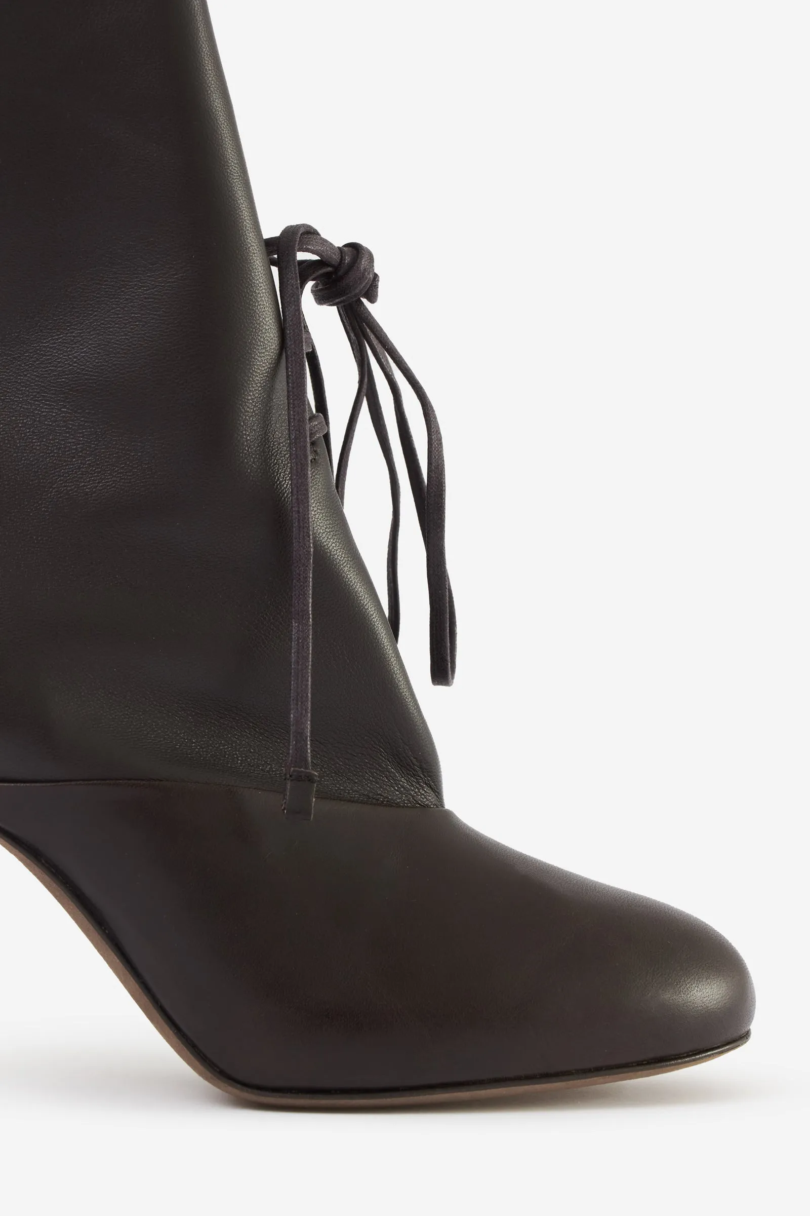 Stivali ROUND TOE LACED BOOT in pelle marrone
